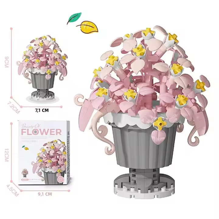 Juego De Construcción De Micro Bloques De Flores DIY Set De Decoración De Escritorio Para Niños Juguetes De Artesanía De Plástico Unisex - 1