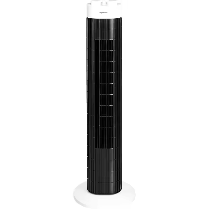Ventilador de Columna Portátil Oscilante AmazonBasics 3 Velocidades Temporizador 45W Negro/Blanco - 1