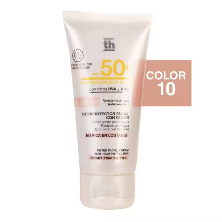 Thader Pharma Fotoprotector facial con color con FPS 50+ apto para pieles sensibles, 50 ml - 1