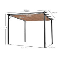 Pérgola gazebo 3x4 m con Techo de tela de Aluminio ajustable, Toldos grises y marrones para Terraza y Jardín - details 6