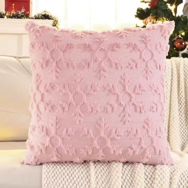 Funda De Cojín Navideña En Forma De Copo De Nieve De Algodón Poliéster Suave Para Decoración De Invierno Para Sala De Estar - 1