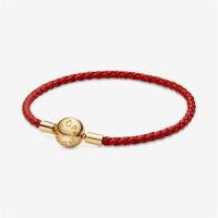 Pulsera de cuero Rojo Moments de Plata de Ley S925, pulsera exquisita, pulsera Hermosa y Elega, de Novia Gift, accesorio de vestir, Gift para ella - details 0