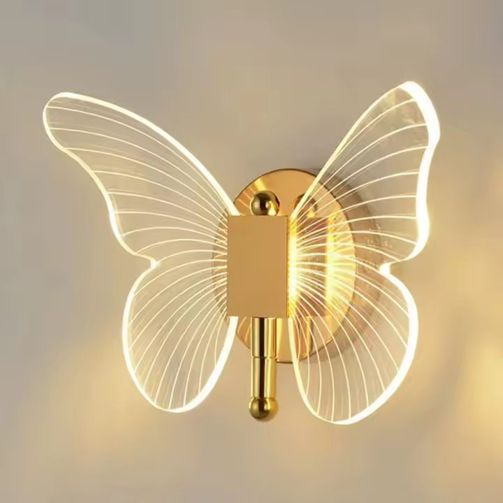 Lámpara De Pared LED Mariposa Moderna Metálica Y Acrílica Con Ajuste De Tres Colores Luz De Noche Para Dormitorio Y Estudio Incluye Bombilla Poder 10W Vínculo 110V-220V - 1