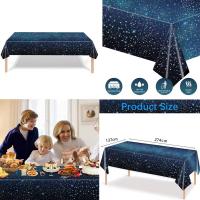 Mantel Espacial Estrellado Decoración De Fiesta Tema Galaxia Cubierta De Plástico Para Cumpleaños Mantel Rectangular Desechable - details 5