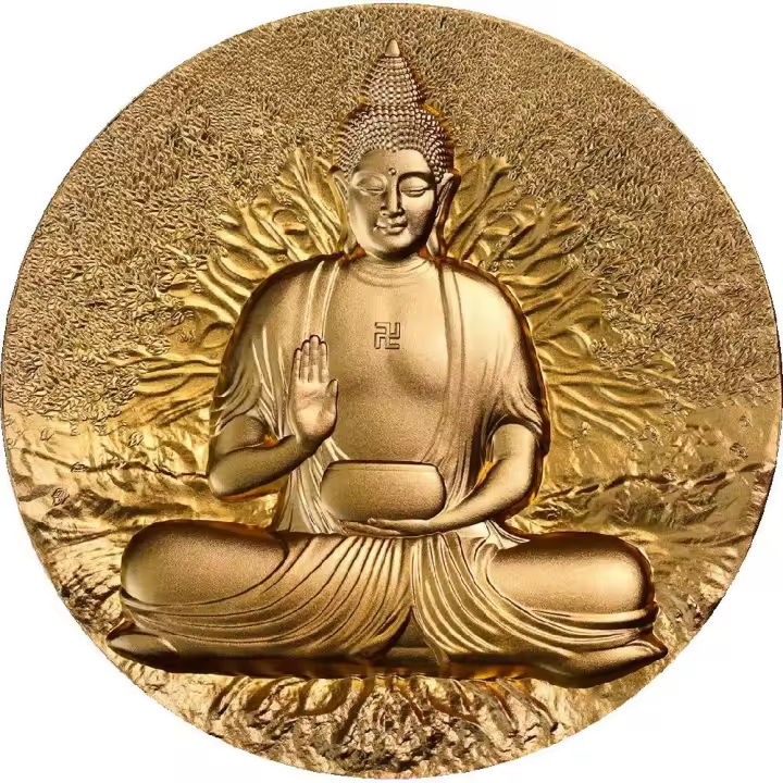 BUDA Creador del Budismo Dorado 2 Oz Moneda Plata 2000 Francos Gabón 2025 - 1