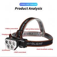 Linterna Frontal Recargable USB Con 5 LEDs Super Brillantes Luz Amarilla Y Azul Batería Integrada 18650 Para Pesca Al Aire Libre - details 2