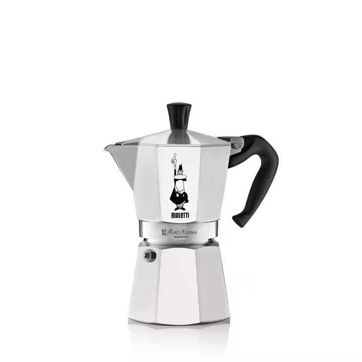 Bialetti Cafetera Clásica Italiana  - Moka Express, distintos tamaños 1, 2, 3, 4, 6, 9, 12, 18 tacitas de Café italiano - Cafetera de Aluminio de Alta Calidad para uso en Cocina - adecuada para hornillos de gas y placas eléctricas - 1