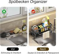 Organizador Cocina, Organizador Fregadero with Bandeja de Drenaje Autodrenante para Soporte de Esponja, Toallero, Soporte para Paños Cocina, Super Accesorios para Baño-Gris. - details 1