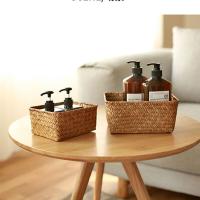 Cesta De Almacenamiento De Paja Tejida a Mano En Seagrass Caja De Frutas Para Picnic Caja De Almacenamiento De Cosméticos Decoración Del Hogar - details 2