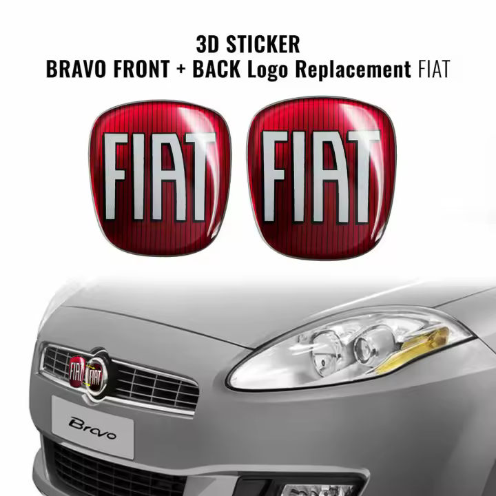 Fiat 3D Logo Replacement Sticker para Bravo Front + Rear - 1