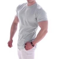 Camiseta De Verano Para Hombre Alta Elasticidad Ajustada Rápida Secado Bajo Hem Curvado Camisetas Casuales De Color Sólido Para Fitness - details 11