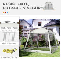 Outsunny Carpa de Jardín 3x3 m Cenador para 6-8 Personas con 4 Mosquiteras y 2 Puertas Protección UV50+ Incluye Bolsa de Transporte para Terraza Patio Exterior Blanco - details 5