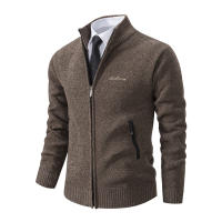 Chaqueta De Punto Para Hombre 2023 Cuello Erguido Gruesa Y Cálida Cardigan Suéter Casual Abierta Por Cremallera Manga Larga - details 5