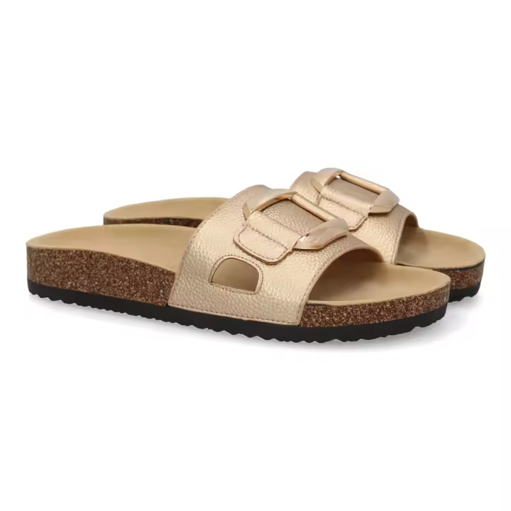 PuntoSalao Sandalias planas cómodas elegantes para mujer color champan VR5-1756 - 1
