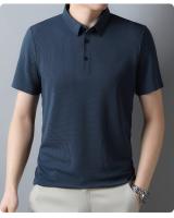 Camisa Polo De Verano Para Hombre Con Cuello Redondo Solido Camiseta De Negocios Transpirable Corta Cuello En V Talla Única - details 17
