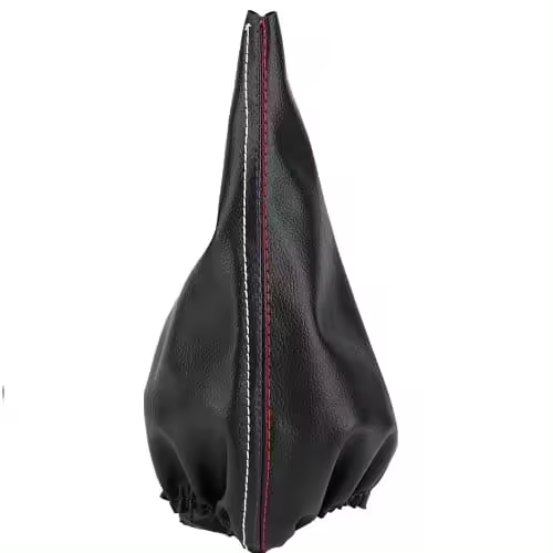 AUTOZOCO - Funda palanca de cambio piel sintetica compatible con BMW - Guarda polvo palanca de marchas color negro e hilo con colores de la marca - 1