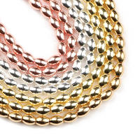 JHNBY Cuentas De Hierro Ovaladas 4x6mm Color Oro Natural Espaciadoras Para Joyería DIY Pulseras Sueltas 15'' Material Piedra - details 2