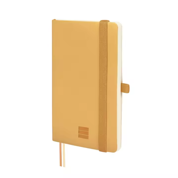 Finocam - Cuaderno Nexo Tapa Blanda con 72 Hojas Microperforadas Ideal para Escribir y Dibujar | Cuaderno con bolsillo interior, dos cintas punto, anilla portabolígrafo y cierre con goma elástica – Color Camel - 1