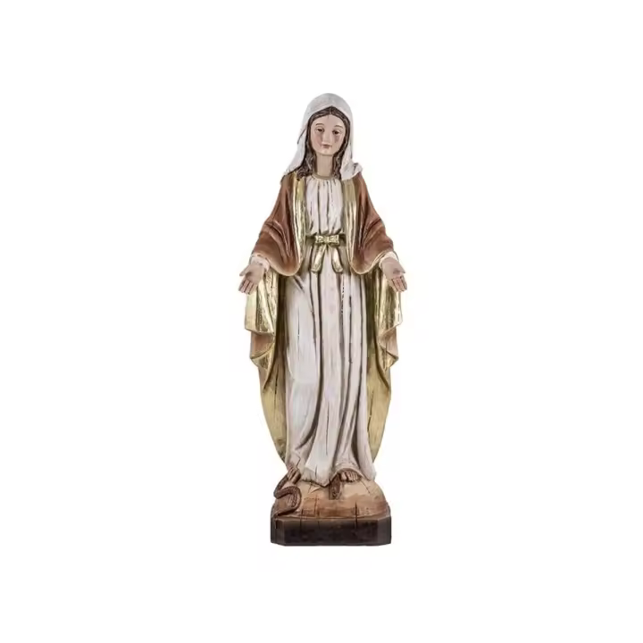 Virgen Milagrosa figura religiosa 30 cm. imagen resina color madera clara - 1