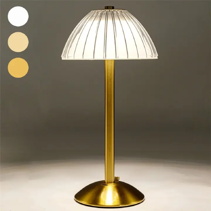 Lámpara De Mesa De Cristal Tricolor Con Ajuste De Brillo Luz De Ambiente Para Sala De Estar Protección Ocular Lámpara De Noche Para Dormitorio Sin Cable - 1