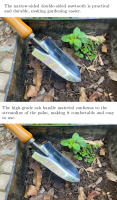 Pala de acero inoxidable de alta calidad, desmalezadora, mango de madera, juego de herramientas de jardinería de tres piezas - details 1