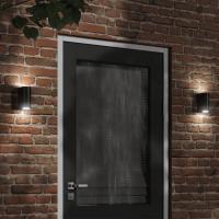 vidaXL Lámparas de pared de exterior (2 unidades) aluminio fundido negro Con sensor No, Sí - details 0