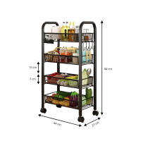 LUTODY - Carro de Almacenamiento Organizador Metálico de Varios Niveles con Ruedas, Carrito Auxiliar Compacto, Verdulero, Frutero, Multiuso para Cocina - details 10