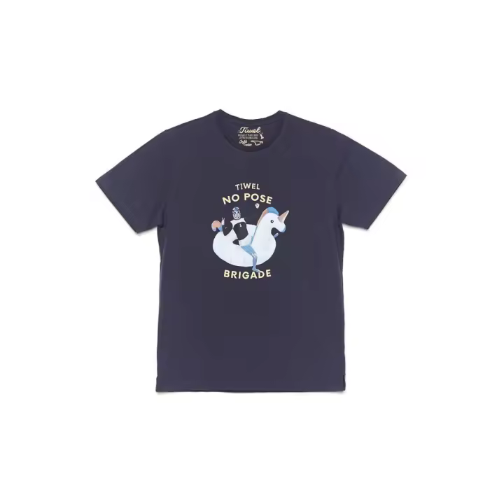 Tiwel Camiseta Pose Azul Marino Algodón Orgánico Luchador Mexicano Flotador Unicornio - 1