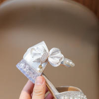 Zapatos De Princesa Para Niñas Plata Cristal Alta Moda Antideslizante Sandalias De Niños Suela De Goma Talla Verdadera Para Verano - details 6