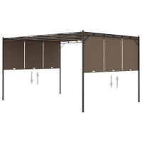vidaXL Cenador de Jardín con Cortina Lateral Gris Taupe Pérgola Dimensiones 3 x 3 x 2.25 m, 4 x 3 x 2.25 m - details 1