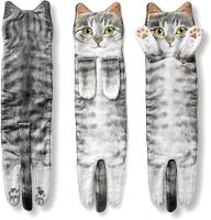 Divertidos Gatos Toalla de Mano-Decoración Gato Toalla Colgantes para Baño Trapos de Cocina-Animal Absorbente Suave Toallas-Regalos Graciosos para Originales Mujer Amantes de Los Gatos-Gris - details 4