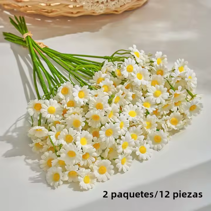 12pcs Flores Artificiales De Margarita Pequeñas Para Decoración De Mesa De Fiesta De San Valentín Boda DIY Hogar Decoración De Aniversario - 1