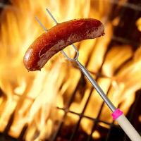 8Pcs Palas De Barbacoa Telescopio Acero Inoxidable Doble Brochetas De Metal Para Asar Churros S'mores Y Picnic Camping - details 3
