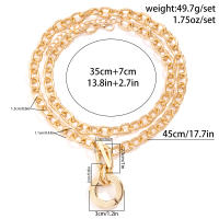 Collar Gargantilla Lacteo Para Mujer Con Cadena Gruesa Y Anillo OT-Clasp Pendiente Geométrico Joyería De Moda Para Bodas Y Fiestas - details 0