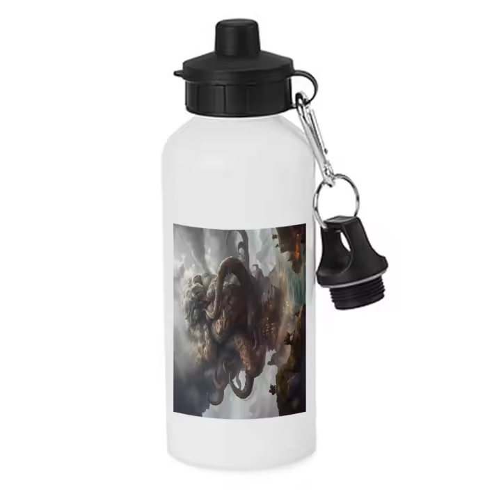 MERCHANDMANIA BIDON DEPORTIVO 600 ML ACERO INOXIDABLE CON CHUPON yog sothoth hp lovercraft arkam horror botella escolar deporte bicicleta - 1