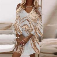 Vestido De Estilo Dulce Con Estampado De Flores Botánicas Para Mujer Manga Larga V Cuello Pullover A-Line Oficina Comercial - details 14