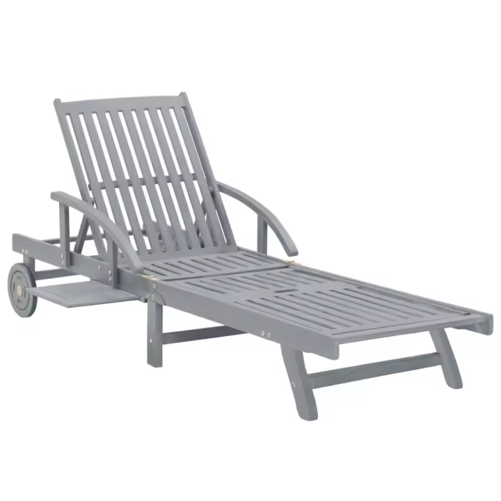 vidaXL Tumbona de jardín de madera de acacia maciza Sillas de Exterior Ideal para jardín, playa, piscina, terraza Tumbona Piscina Tumbonas Playa Tumbonas Jardín Exterior - 1