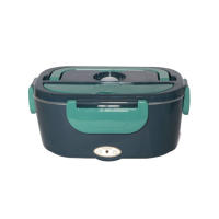 Fiambrera eléctrica de 60 W, 3 en 1, portátil, de acero inoxidable de 1,8 l, fiambrera extraíble, 12 V/24 V/220 V, aislada para coche/camión/oficina (azul y verde, 1,5 L) - details 0