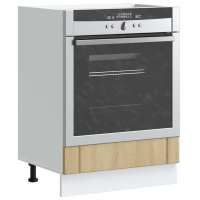vidaXL Armario de horno Lucca en color Blanco brillante/Blanco/Roble ahumado y más | almacenamiento funcional diseño moderno para baño dormitorio sala - details 3