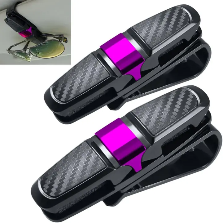 Paquete de clips para viseras de coche, soportes para gafas de sol, organizadores para tarjetas de billetes, color negro y rosa - 1