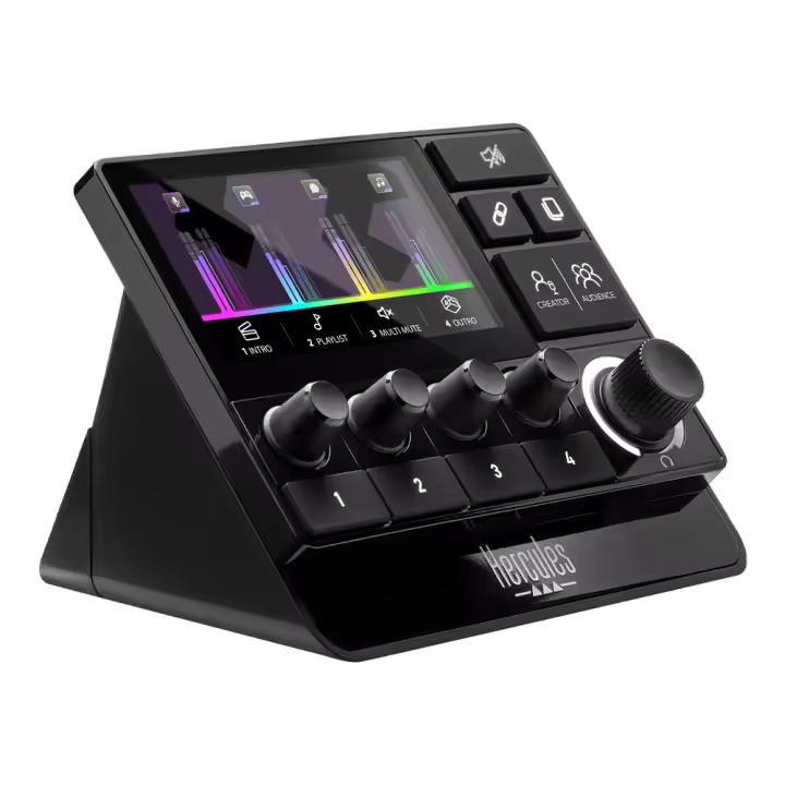 Hercules Stream 200 XLR, Controlador de Audio Profesional para Controlar Streaming, Mezclas para el Público y el Creador en Vivo, Conexión Micro Preamplificado, Pantalla LCD, Codificadores en Alta resolución. - 1