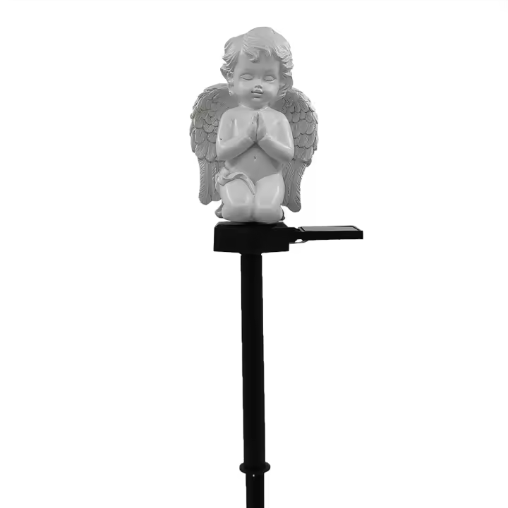 Luz Solar De Paisaje Angelical Creativa Luz De Jardín Impermeable LED Decorativa Para Exterior Escultura De Ángel Orante En Resina - 1