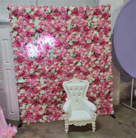 Pared De Flores Artificiales Rosa De Seda Para Decoración De Bodas Bebés Y Navidad Estilo De Hojas Verdes Y Rosas Tamaño Grande - details 26
