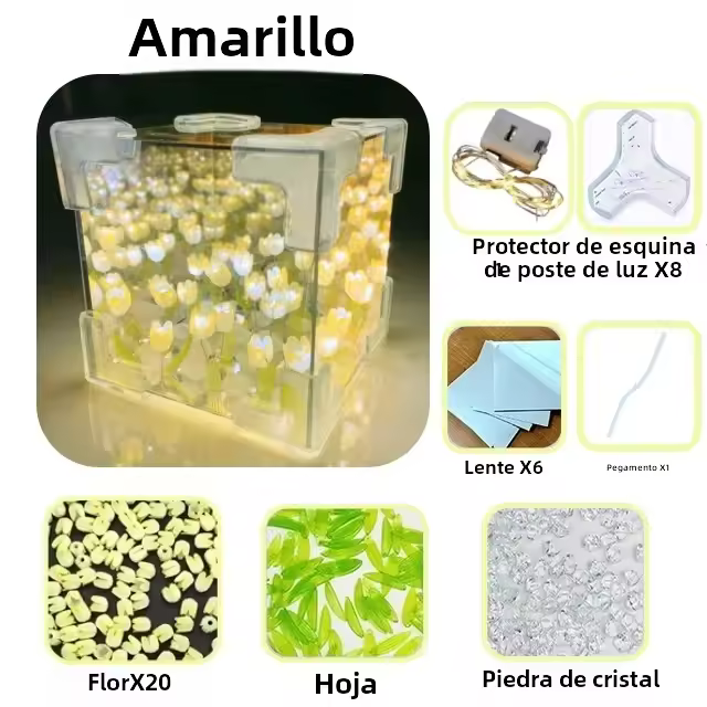 Lámpara De Espejo En Forma De Tulipán DIY Luz Nocturna De Mesa Para Dormitorio Artesanía De Flores Simulación Regalo De Cumpleaños - 1