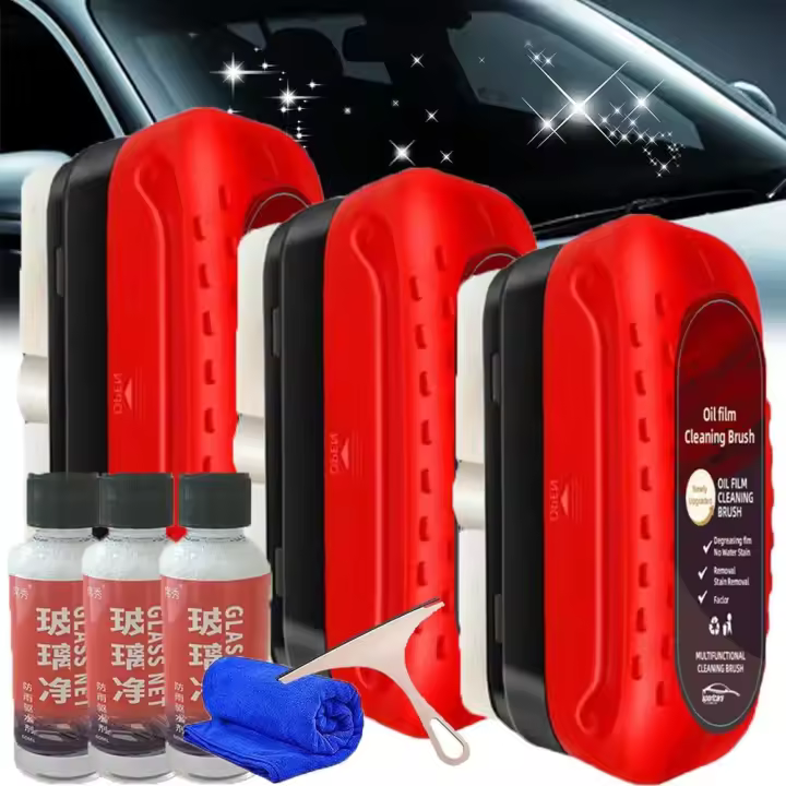 Limpiador de vidrios Boministore, limpiador de vidrios para autos Bimini, cepillo Boministore, cepillo para limpiar la película de aceite del automóvil, cepillo para limpiar vidrios de autos, limpiador de película de aceite para parabrisas (3 juegos) - 1