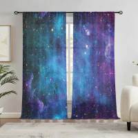 Cortinas Modernas De Galaxia Cósmica 3D Para Sala De Estar Dormitorio Estudio Decoración Cocina 2 Paneles Con Impresión De Estrellas - details 4