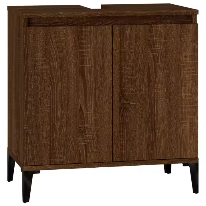 Armarario de lavabo Madera contrachapada Roble marron 58x33x60 cm - 1