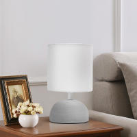Aigostar Lámpara de cerámica de mesa, semioval azul, cuerpo de diseño sencillo color azul, pantalla de tela color blanco, casquillo E14. Perfecta para el salón, dormitorio o recibidor. - details 0