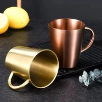 Taza De Acero Inoxidable 300ml Con Mano Para Bebidas Y Café Doble Capa Para Hogar Y Comedor Tazas De Cerveza Dorado Y Plata - details 5
