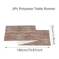 Corredor De Mesa En Madera Marrón Telar De Poliéster Rectángulo Para Cumpleaños Boda Fiesta Suministros De Mesa - details 1